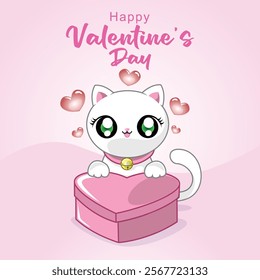 Happy Valentine's day with cute little cat