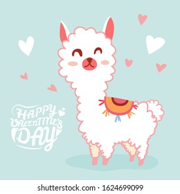 Happy Valentine's Day with cute llama, Valentines card and poster