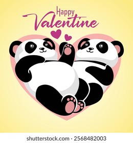 Happy Valentine's day with cute panda couple