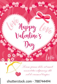 Happy Valentine's Day cute poster, invitation, greeting card. Valentine's Day Template for your design with space for text, hearts, romantic symbols. Love you background. Vector illustration