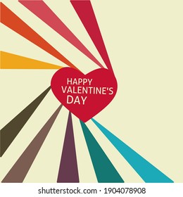 Happy Valentines Day cute Red Heart Icon Background Retro Pattern Style