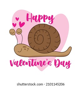 Happy Valentine's Day - cute snail with hearts. Good for greeting card, poster, label , t shirt print and other gifts design.