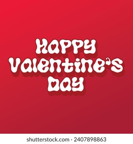 Happy valentine's day cute vector lettering on red color background. Greeting card, template, poster, banner.