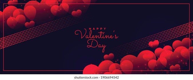 happy valentines day dark glowing banner design