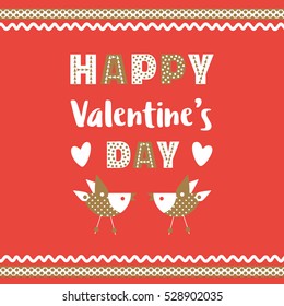 Happy Valentine's day decoration. Fancy cartoon golden white letters. Idea for banner greeting card festive party celebration background. Poster headline text to celebrate holiday. Vector illustration