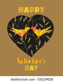 Happy Valentine's day decoration. Freehand cartoon fancy drawn style, cute letters. Romantic banner, greeting card to celebrate festive party. Vector poster headline holiday celebration background