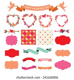 Happy Valentine`s Day.Set of decorative elements.