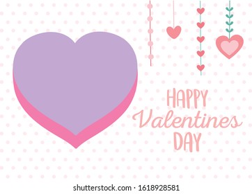 happy valentines day, decorative heart love adorable icon vector illustration