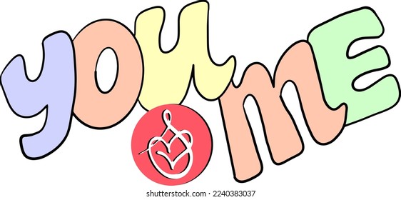 Happy Valentines day decorative lettering text vector elements composition for poster design, party invitation, advertisement offer, greeting card. Hand drawn illustration with heart.