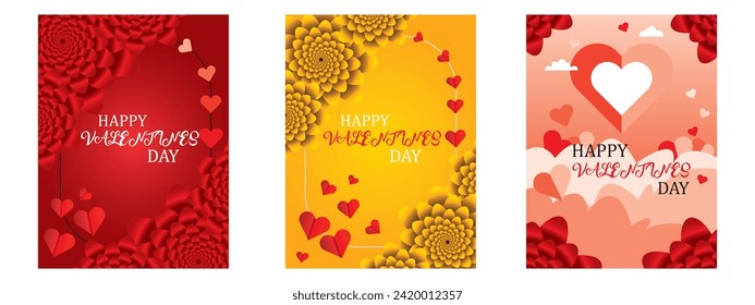 Happy valentines day design 2024. Happy Valentine's day sale header or voucher template with hearts. Social media stories templates for digital marketing and sales promotion.