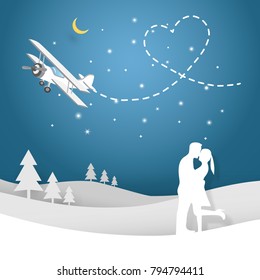 Happy Valentine's Day. Design couple in love, vector illustration.