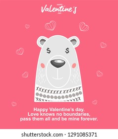 happy valentine's day design, cute bear illustrations, valentine's design greeting cards, banners, posters, etc.