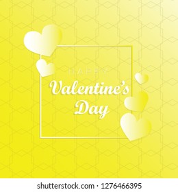 Happy valentines day design elements. Vector illustration. Yellow Background With Ornaments, Hearts. Doodles and curls and Block. Be my Valentine. - Vector