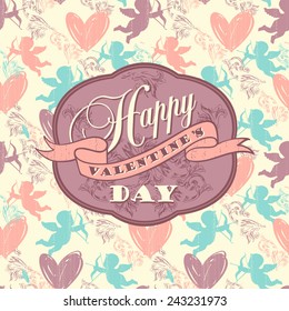 Happy Valentine's Day. Design elements for cards, posters, flyers. Vector illustration. Seamless pattern