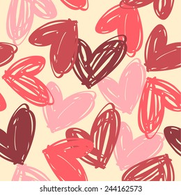 Happy Valentine's Day. Design elements for paper, wallpaper, packaging, fabric. Vector illustration. Seamless pattern