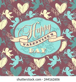 Happy Valentine's Day. Design elements for cards, posters, flyers. Vector illustration. Seamless pattern