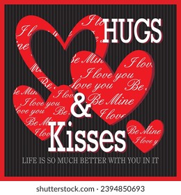 Happy valentine's day design with hearts and lettering - Shutterstock ID 2394850693