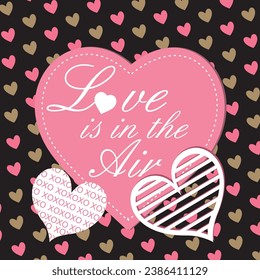 Happy valentine's day design with lettering and hearts