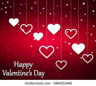 Happy Valentine's Day Design in a romantic background with hearts - vector