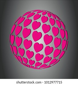 Happy valentine's day design symbols heart pink color shape sort in world figure abstract pattern background,EPS10