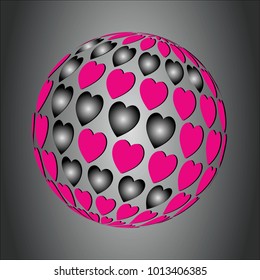 Happy valentine's day design symbols heart pink color shape sort in world figure abstract pattern background,EPS10