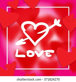 Happy valentines day design vector illustration. Red card background with hearts and typography