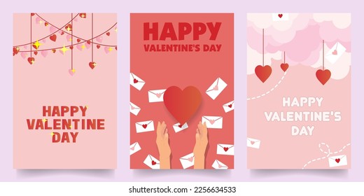 happy valentine's day design vertical modern for poster, banner, feed post and promotions design. vector illustrations