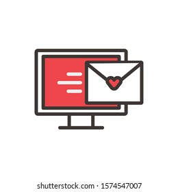 happy valentines day desktop with envelope and heart vector illustration design