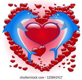 Happy Valentine's Day, dolphins.Vector