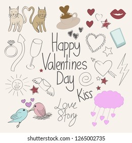 Happy Valentines day doodle, vector art