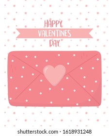 happy valentines day, dotted envelope letter dots background celebration vector illustration