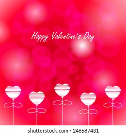 happy valentines day, drawing heart with bokeh and lens flare pattern on pink background (vector)