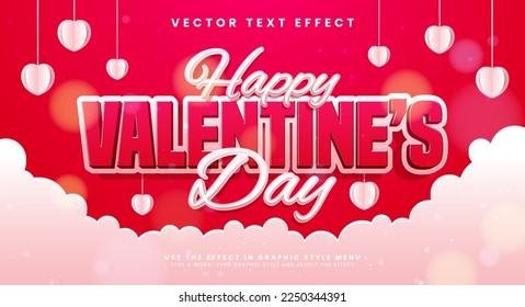 Happy valentine's day editable text style effect. Paper cut style text suitable for romantic or valentine themes.