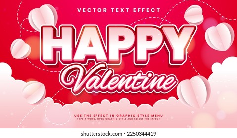 Happy valentine's day editable text style effect. Paper cut style text suitable for romantic or valentine themes.