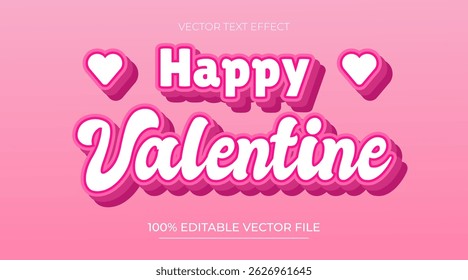 Happy valentines day editable text style effect pink color theme