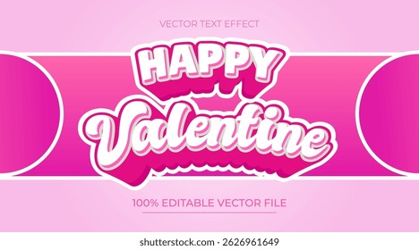 Happy valentines day editable text style effect pink color theme