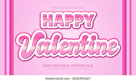 Happy valentines day editable text style effect pink color theme
