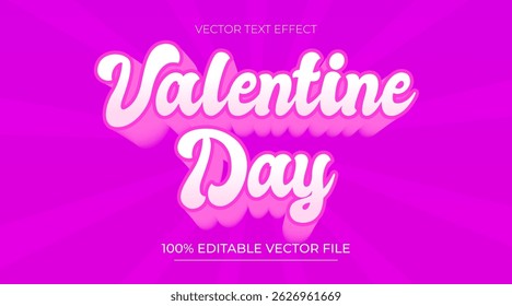 Happy valentines day editable text style effect pink color theme