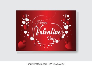 Happy valentines day elegant background with hearts design vector