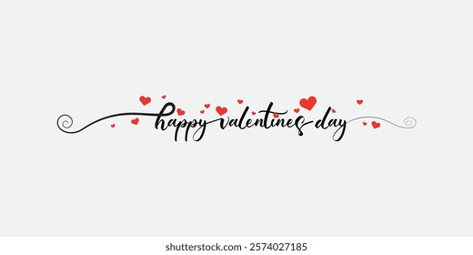 	
Happy Valentines Day Elegant Calligraphy Romantic Hearts Design	
