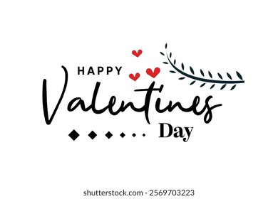 Happy Valentines Day Elegant Design Hearts Branch Love
