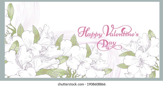 Happy Valentine's Day elegant poster design with white lily flowers