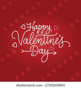 Happy valentines day in elegant script on deep red gradient background, romantic design