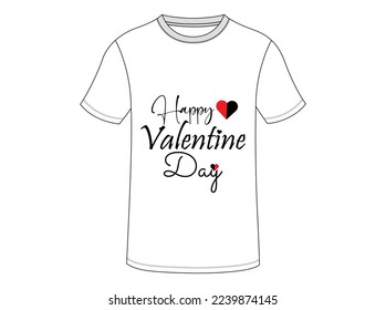  Happy Valentines Day elegant vector t-shirts design.Vector illustration t-shirts Design . Valentine greeting card template with calligraphy valentine`s day and white heart in line on background. 