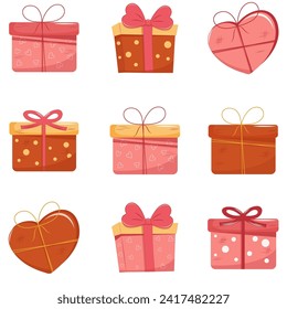 Happy Valentines day element design - cake, coffee, envelope. Valentine flat symbol- heart cake . Holiday of love in cute style. Stock vector illustration