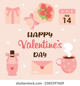 Happy Valentine's day element flat