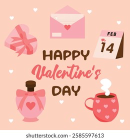Happy Valentine's day element flat