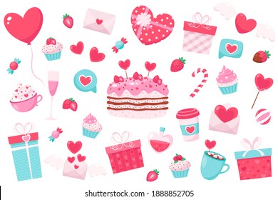 Happy Valentine's Day elements collection. Vector illustration.