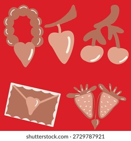Happy Valentines Day elements set. Romantic objects.