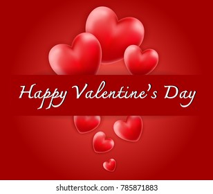Happy Valentine's Day And the elements of the wedding card. Pink background with red heart shape. Vector illustrations